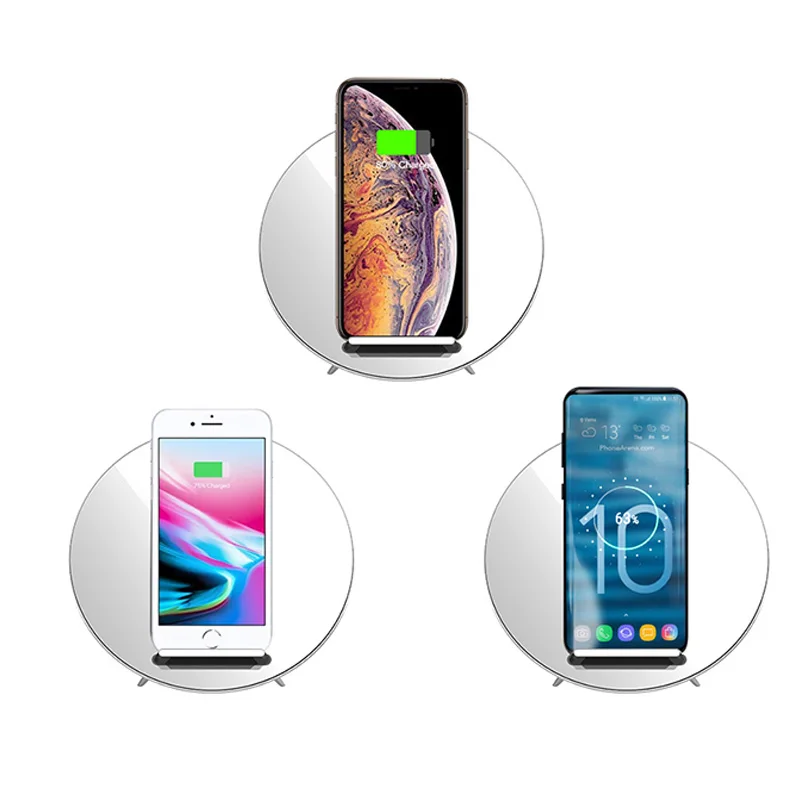 
Hot Selling Fast Charging Mirror Dual Use Wireless Charger Stand for Cell Phone 