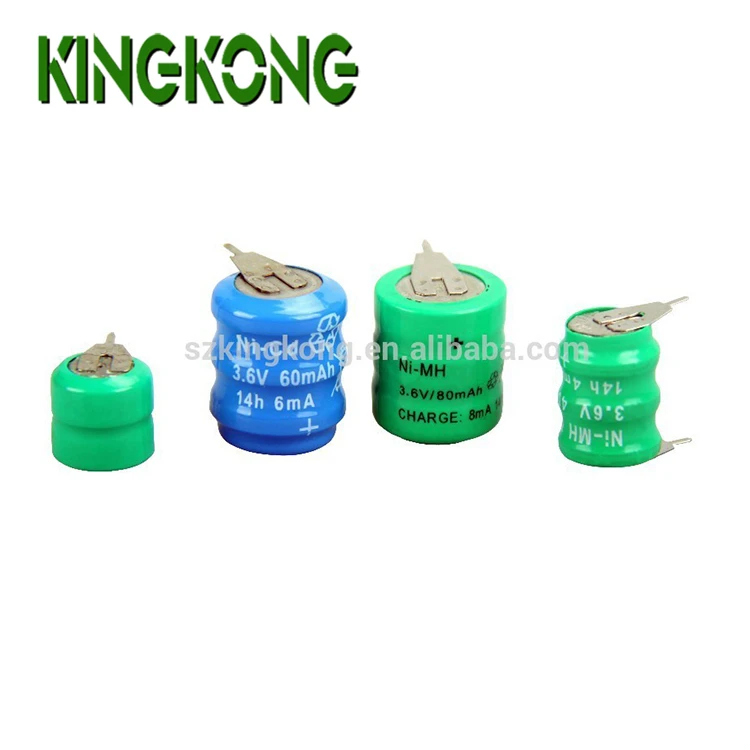 3.6V 60mAh rechargeable Ni-Cd button cell battery pack High-grade quality