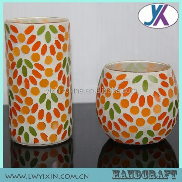 Цилиндрическая мозаика ручной работы 20*45 см чайная стеклянная светодиодная электрическая свеча