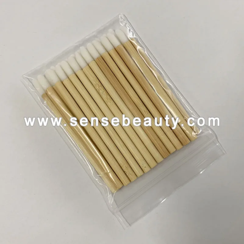 
Eco-friendly Wooden Bamboo Handle Disposable Lip Gloss Wand Eyelash Extension Lint-free Applicator 