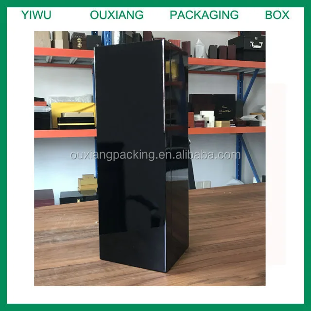 custom design piano black lacquer finish luxury wooden champagne bottle box