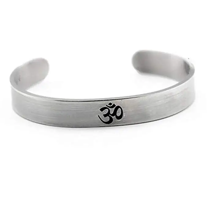 
Cuff Bangle Bracelet Stainless Steel Indian Sanskrit OM Sign Cuff Bangle Bracelet for Men 