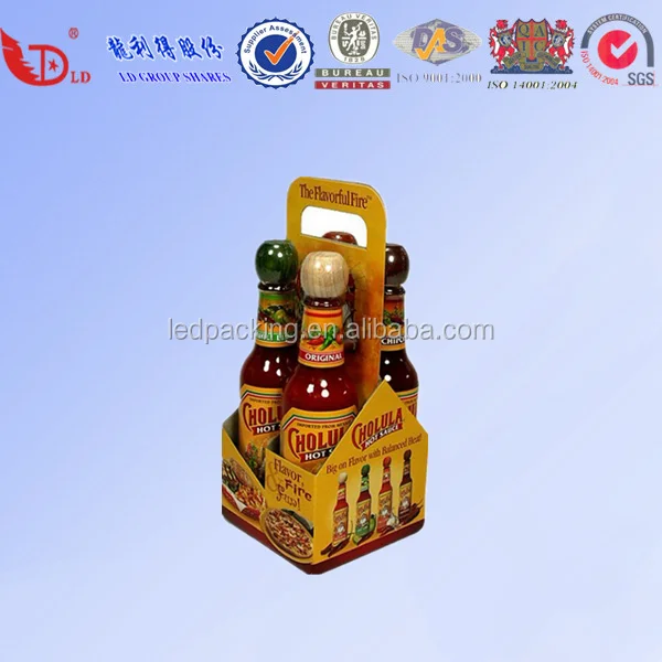 4 Pack Paper Beer Carrier Box, Custom Made Printing Art Paper Packaging Shipping Box For Glass Bottles