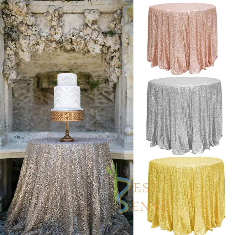 120 inch Wedding Table Cloth in Sequin for Event Decor