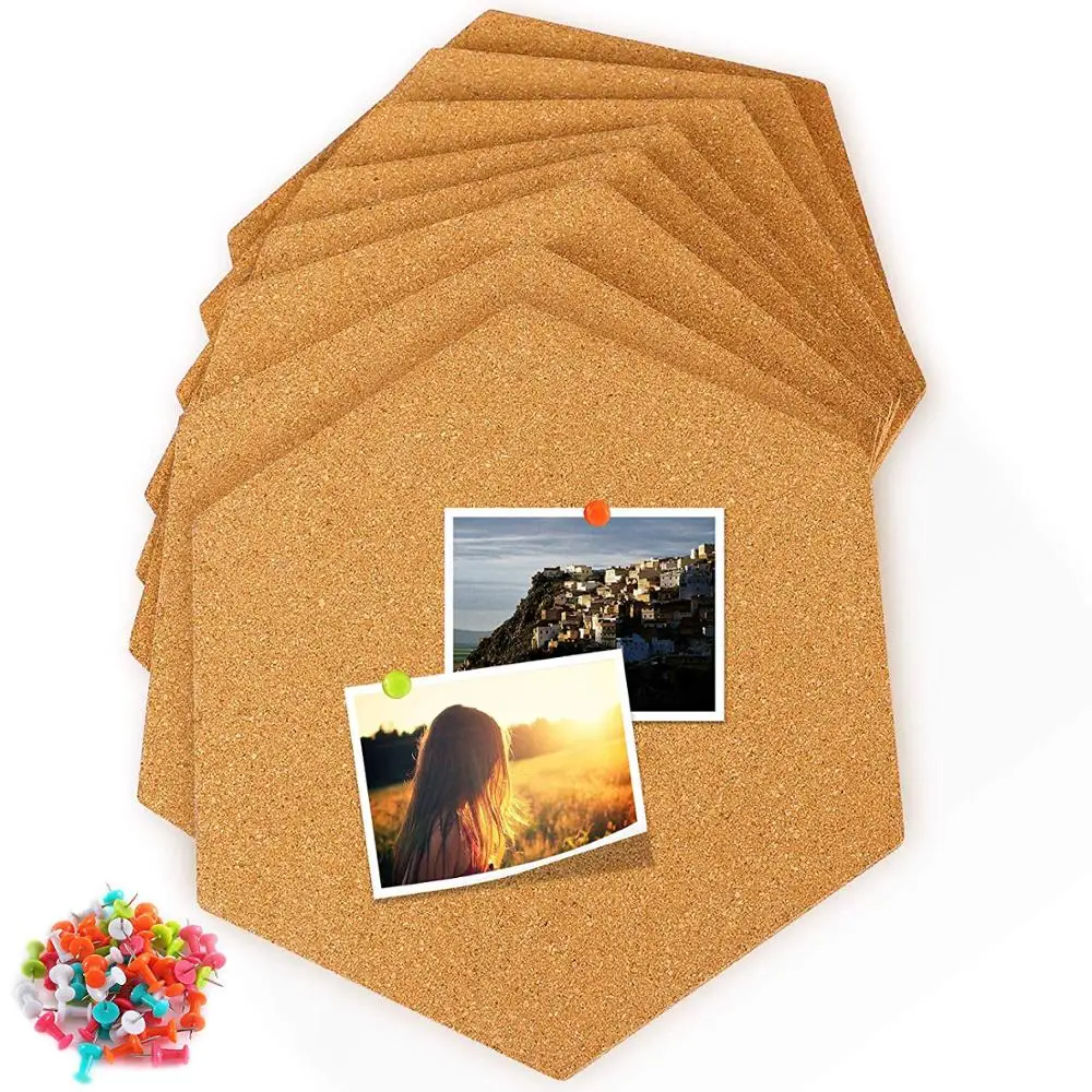 
Mini Hexagon Wall Bulletin Cork Board with Full Sticky Back 