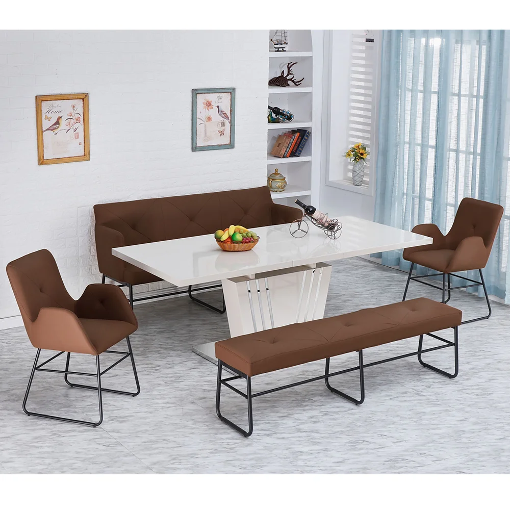 Luxury retractable white extendable MDF 8 seater dining room table