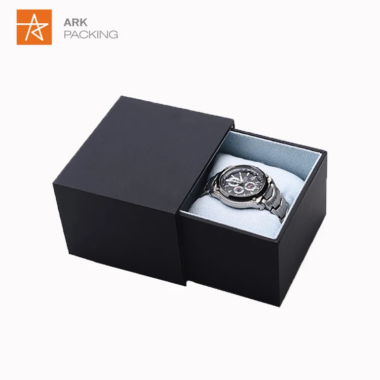 Watch Box Luxury Custom Logo  Custom logo  Packing Black  Watch Box Drawer Packaging With Pillow Tray