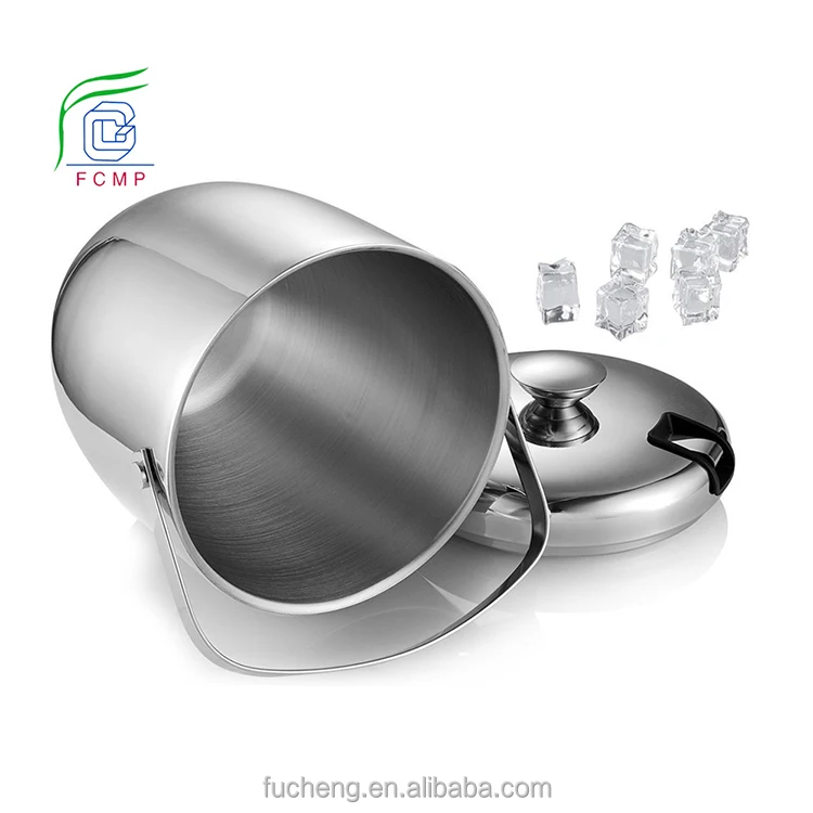 Custom Stainless Steel Metal Ice Bucket Ice Bucket with Lid and Tongs