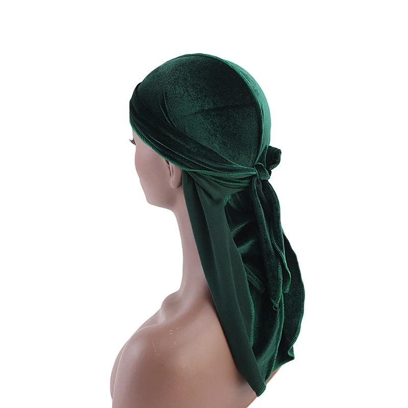 External Stitch Unisex Korea Velvet Durag 360 Waves Extra Long Straps Beautiful Du Rag Doo Rag MTJM-05B1