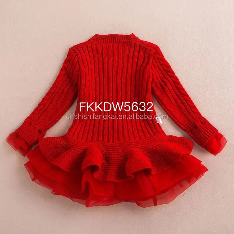 
thick warm girl dress Christmas wedding party dress knitted chiffon winter kids girls clothes children clothing girl dress 