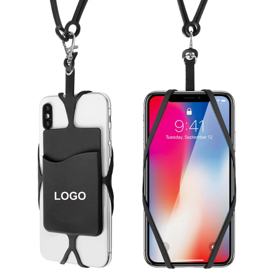 
Custom neck silicone cell phone lanyard strap case 