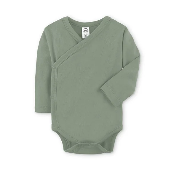 
whosale button long sleeve organic cotton new born clothes baby bodysuit rompers 