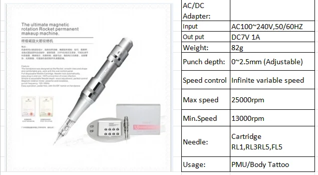 Goochie professional A8 Rotary Rocket  permanent makeup PMU Machine Microblading Pen
