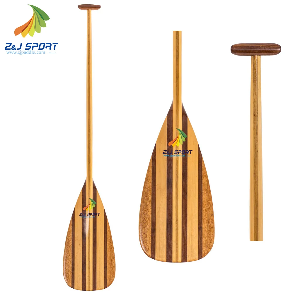 ZJ Sport Full Wooden Outrigger Canoe Paddle with 100% Handcrafted Bent Shaft for High Performance and High Quality