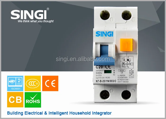 Горячие продажи Земли утечки микро выключателя перегрузки короткого замыкания выключателя 1 P + n rcbo