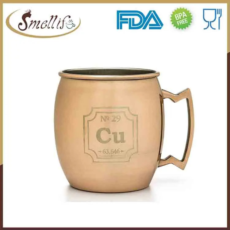 500ml hammered stainless steel antique custom Moscow Mule solid copper beer cocktail mugs with handle