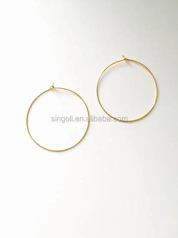 Simple thin wire hoop earrings, 50mm hoops, 2inch, 1inch gold filled