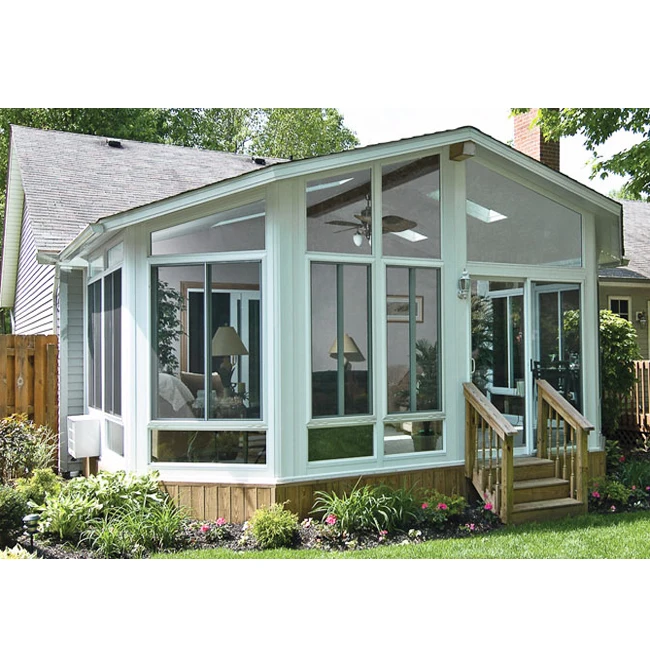 Aluminum Sunroom Lean To House Kit Glass-To-Floor Conservatory White Plastic Pvc Upvc Sunrooms Aluminium Glass Sunroom For Solar