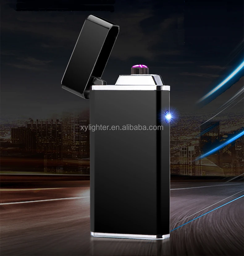 XY830610 Fashion Metal Electric Rechargeable Pulse Lighter Double Arc USB Lighter