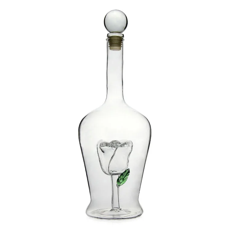 Handmade glass liquor bottle 750ml Custom Magic Art Bottle Hand Blown Glass Liquor Whiskey Vodka tequila Bottle