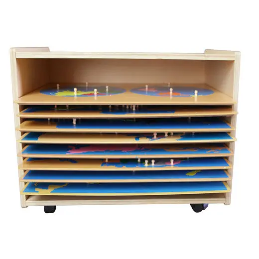 Educational children toys with Montessori Puzzles Maps with Cabinet G004