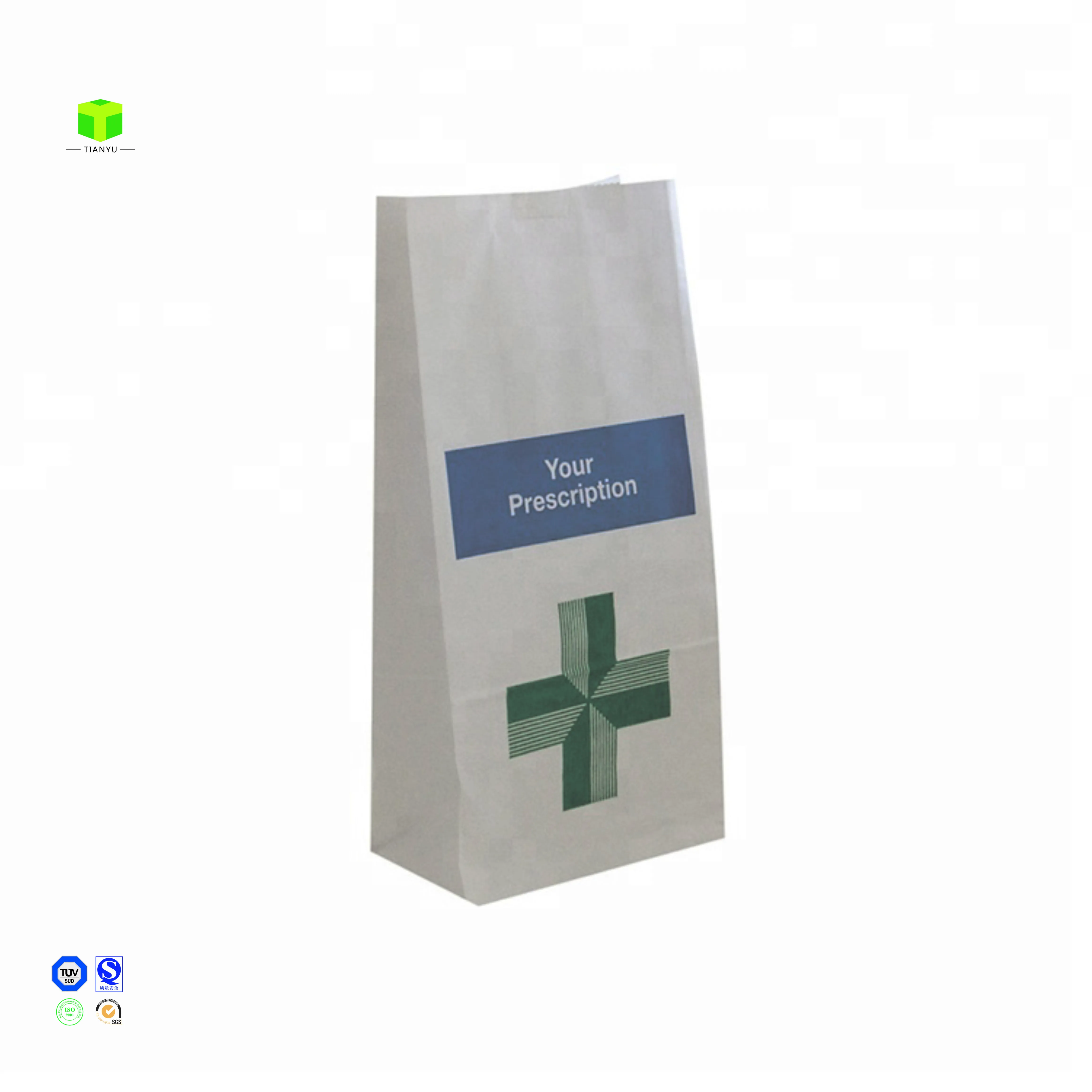 Pharmacy Paper Bags for hospital clinic medical paper bag packaging biodegradable bags