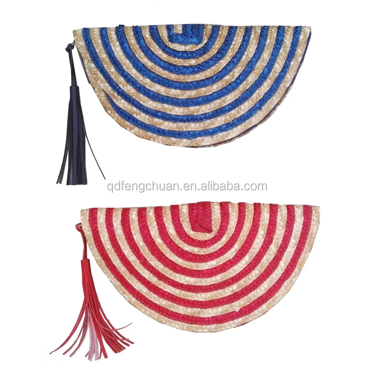 Праздничная модная соломенная сумка с кисточками женский клатч