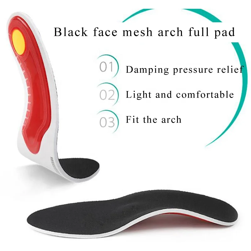 Anti-vibration moderate pressure breathable  arch support unisex adult orthopedic insoles