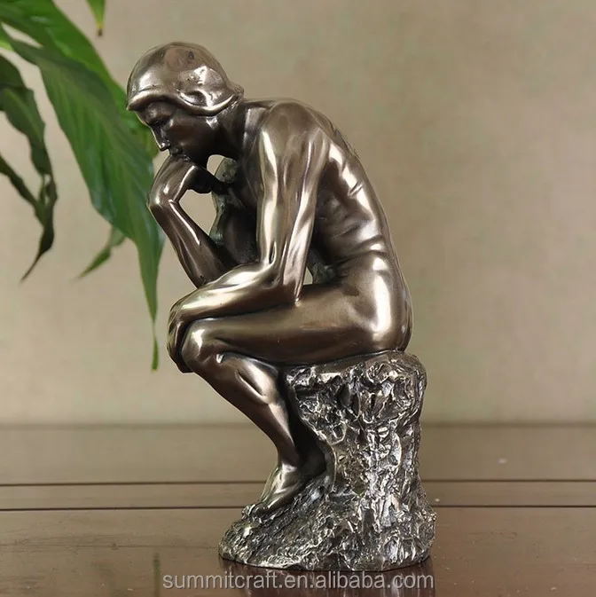 resin cold cast bronze thinker sculpture