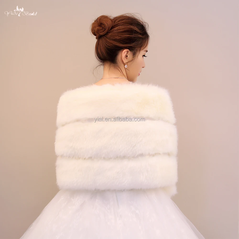 
LZP144 Fashion Ladies Winter Off Shoulder Bridal Shawls Fur Bolero Winter Wedding Coat 
