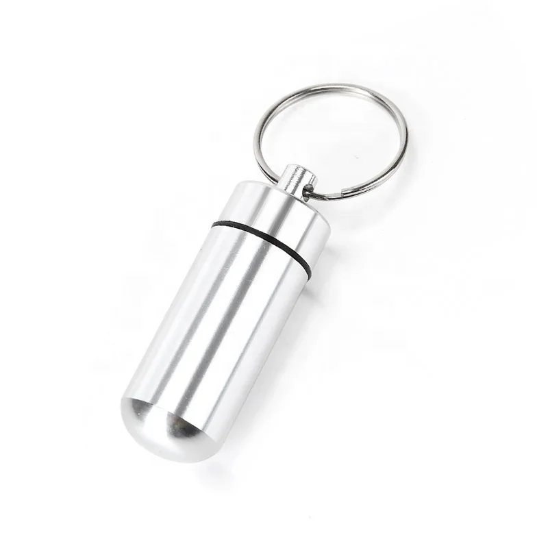 Waterproof Pill Holder Metal Keychain Emergency Pill Bottle Keychain