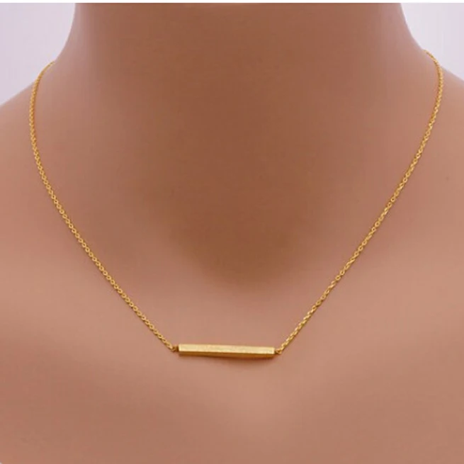 Alibaba Website Fashion Jewelry Gold Silver Blank Stamping Bar Necklace