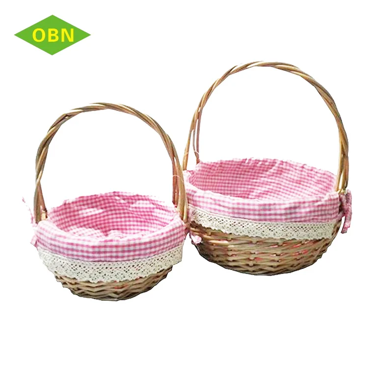 Hand woven set 3 fancy small empty wicker basket for gift