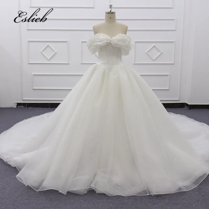 Eslieb JIANG1909 real photo ivory Embellishment sweetheart suzhou glitter wedding dress ball gown