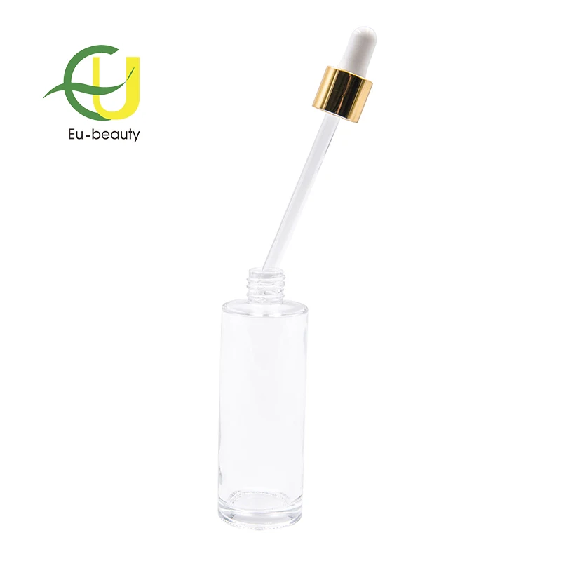 
30ml 60ml 100ml cylinder burgundy glass bottle, shiny gold glass dropper pipette 