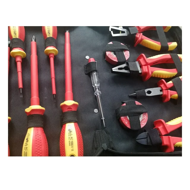 15 piece 1000V VDE Insulated pliers, screwdrivers tools set VDE tools set insulation EN60900 Voltage hand tools set