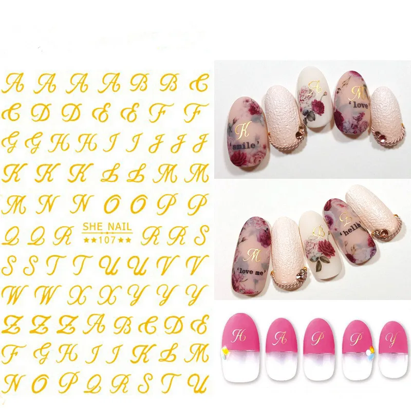 3D simple nail sticker nail chain alphabet sticker Japanese design nail sticker SHE105-112