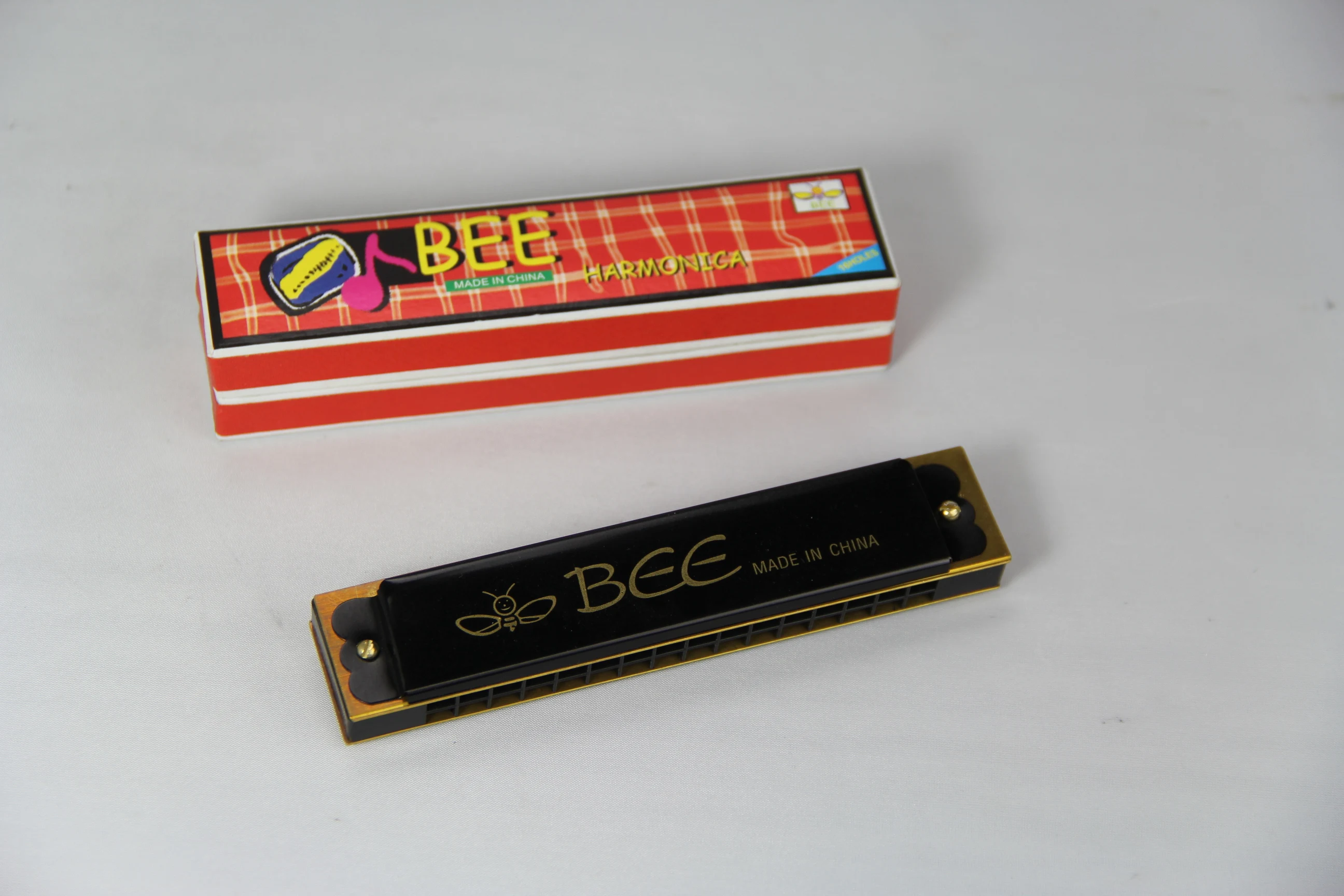 BEE brand 16 hole brass reedplates aluminum covers toy harmonica gift oem mouth organ