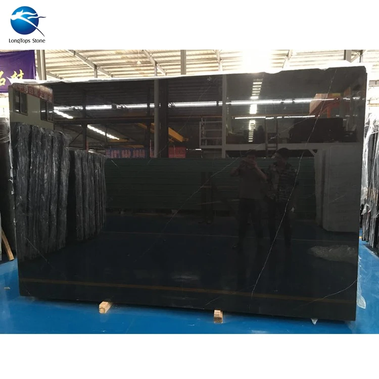 Polished Natural zimbabwe black marble floor tile , Nero marquina black marble price in india