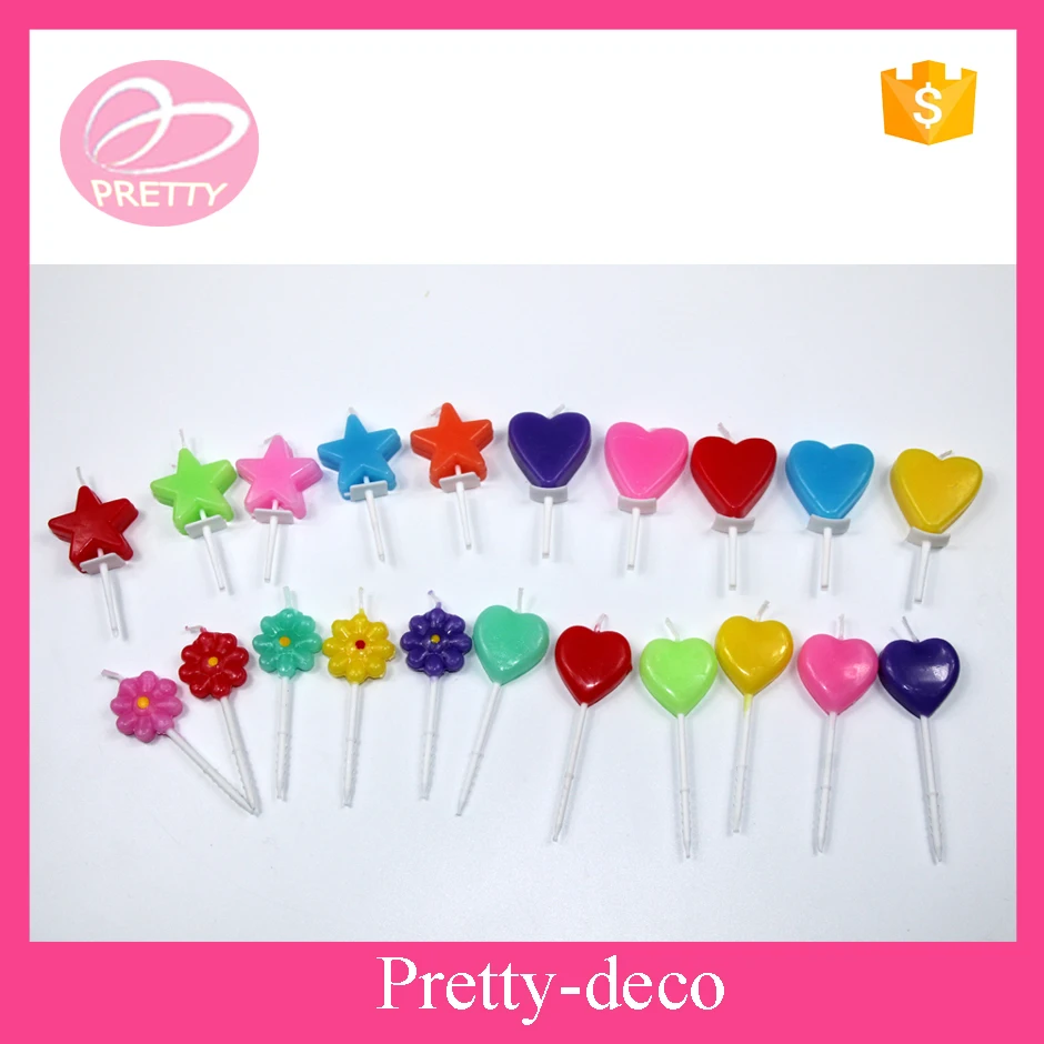 2016 factory directly multi colored star shape stick birthday candle