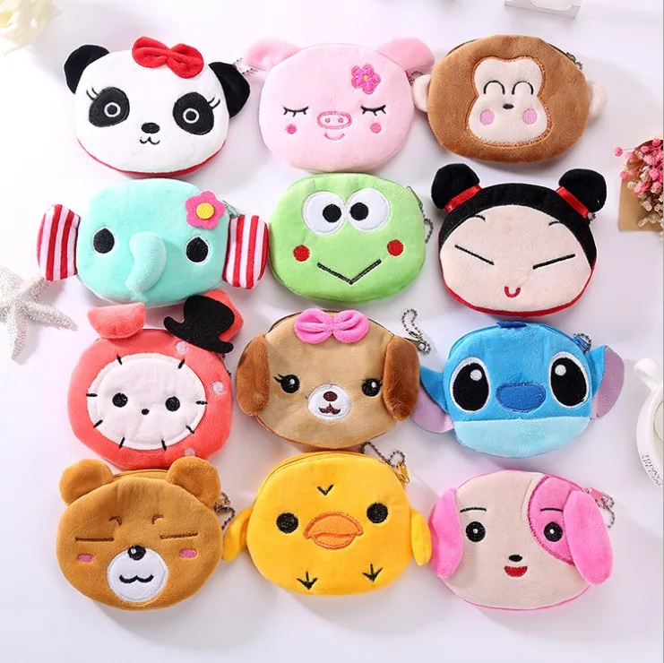 
wholesale cute cartoon animals small velvet zipper pig coin purse promotion gifts 