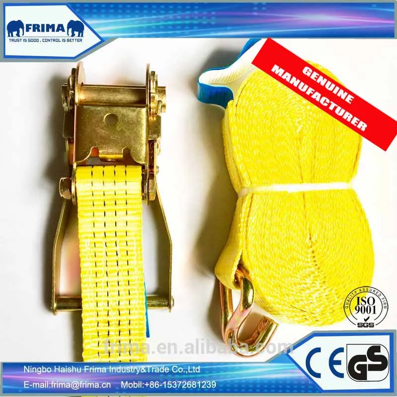 4Ton GS Standard Ratchet Webbing Strap Polyester Tie Down with Metal Handle with 2pcs double J Hooks