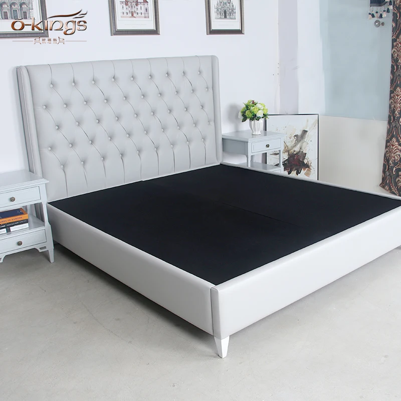 Home decor bed with tufted headboards,hotel bed frame in China OKS-0596