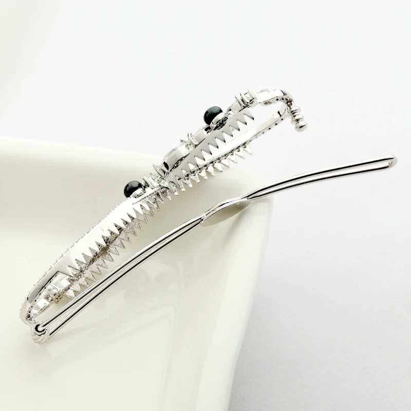 LUOTEEMI Fashion New Luxury Cubic Zircon CZ Wedding Bridal Hair Accessories Jewelry Fancy Black Natural Pearl Hair Pins