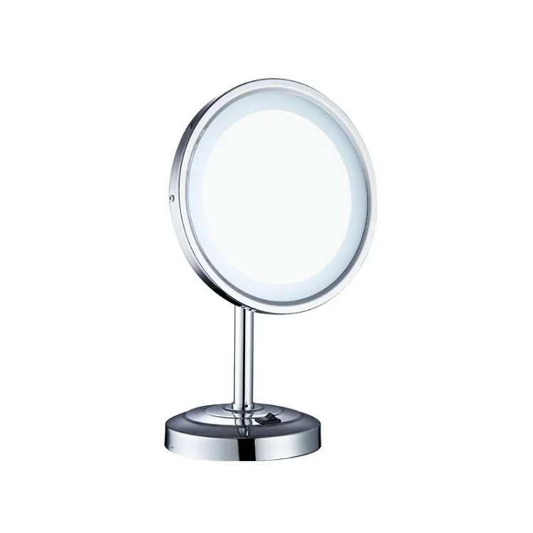 Fashion single sided LED light cosmetic table shaving stainless steel magnifying metal framed vanity mirror for hotel