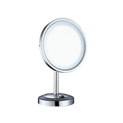 Fashion single sided LED light cosmetic table shaving stainless steel magnifying metal framed vanity mirror for hotel