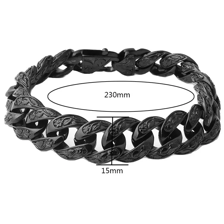 Marlary 18K Gold Plated Stainless Steel Gothic Mens Pave Cuban Chain Link Bracelet