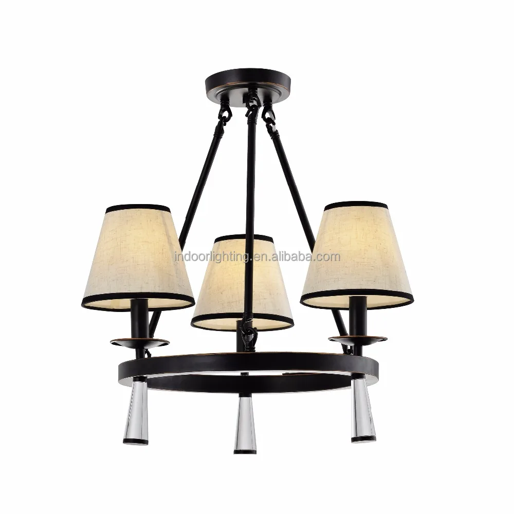 Indoor chandelier lighting modern fabric shade acrylic gold pendant light