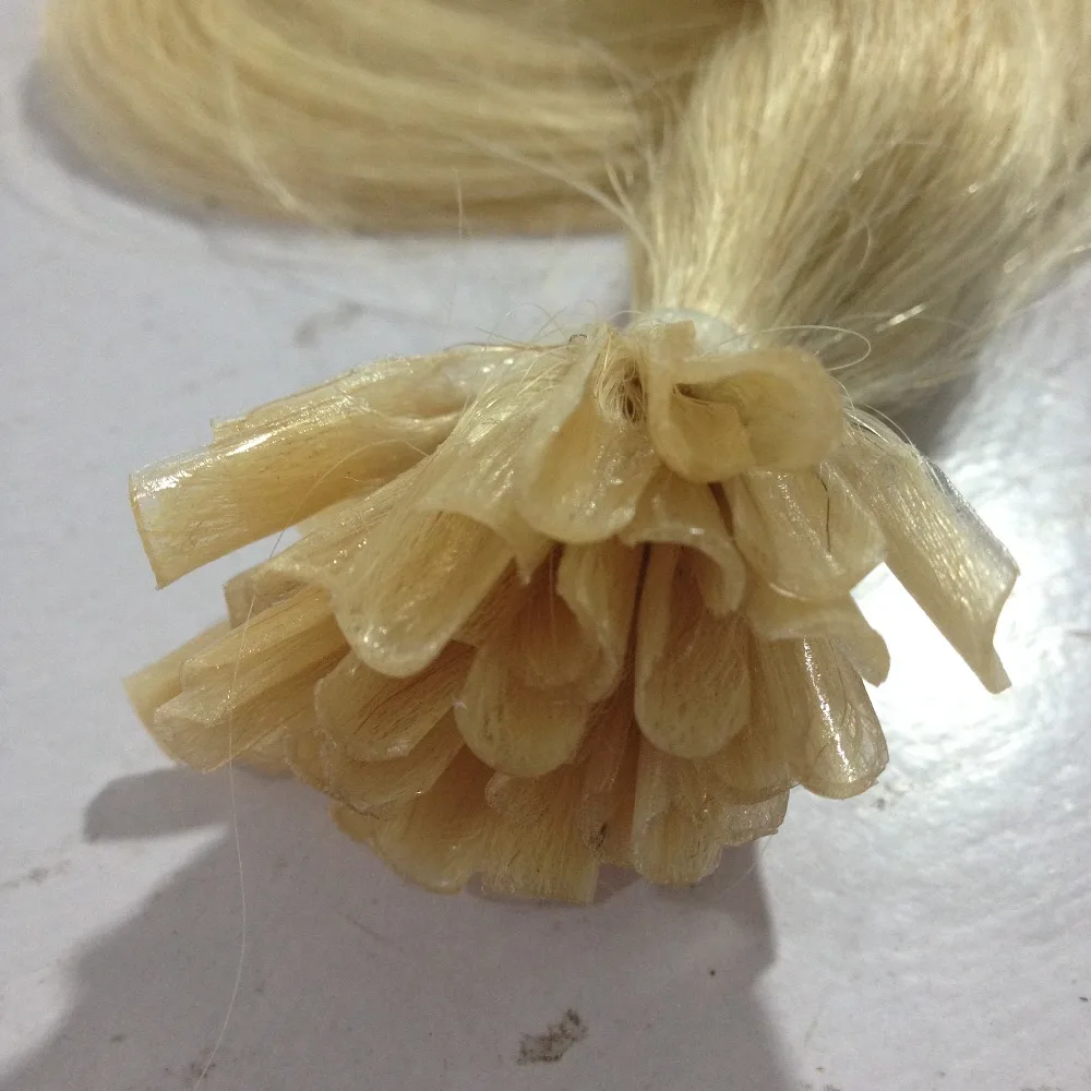 Blonde Color Nail-Tip Keratin Prebonded Hair U-tip Extension Hair #613