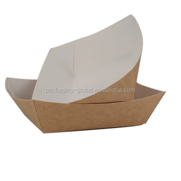 Boat shape disposable custom printed paper food tray